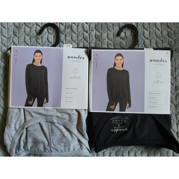 Lot of 2 Wander by Hottotties Tie Back Tunic Women Size Medium Gray Black - Picture 1 of 4